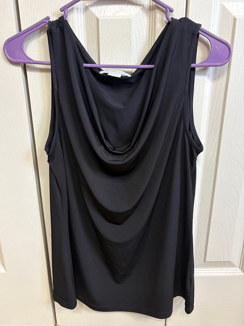 Liz Claiborne Black Draped Cowl Neck Tank